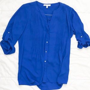 Chaus blouse royal blue with roll sleeves